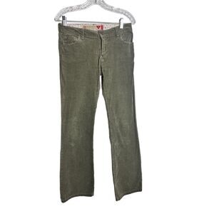 Guess Y2K vintage low rise flair corduroy olive green pants sz 28